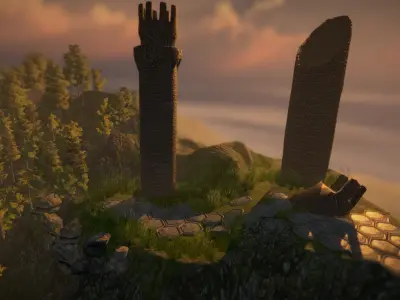 Tower Old Medieval Low-poly 3D model
