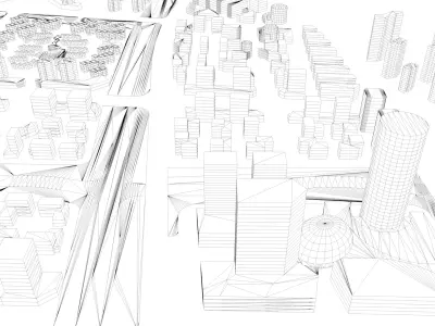 Urban highrise building ancillary building commercial industrial 3D model