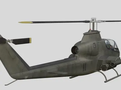 AH-1G Cobra US Army Vietnam War Helicopter Game Ready PBR 136K Low-poly 3D model