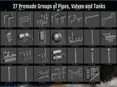 Industrial Maker 240 OBJs and 254 ZBrush IMM Brushes 3D model