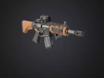 Compact AR Style Rifle  Stylized Low Poly Gun 3D model