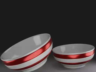 Ceramic Plates Set  High Poly 3D Model 3D model
