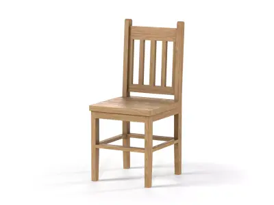 Classic Mission Style Wooden Dining Chair - MorisonDesign 4K PBR Free low-poly 3D model