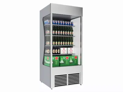 Store open front cooling shelf with beverages 3D model