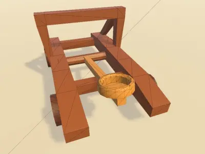 Catapult Low Poly Animated Low-poly 3D model