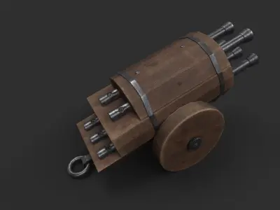 Medieval 15th century organ gun Low-poly 3D model