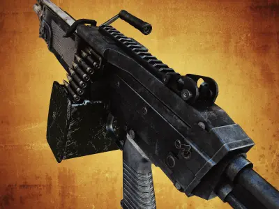 Low poly light machine guns collection Low-poly 3D model