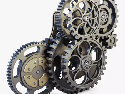 Gear Mechanism Low Poly v 3 Low-poly 3D model