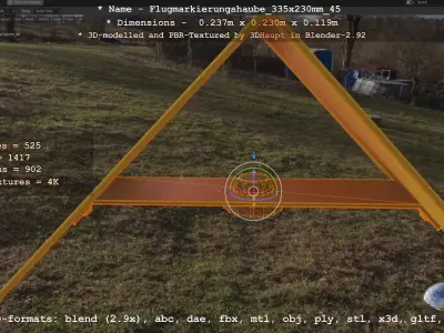 Flugmarkierungshaube 335x230mm 45 Low-poly 3D model