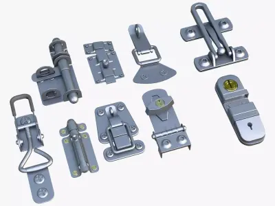 Metal Fastener and Clasp Set M1 3D model