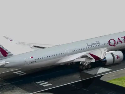 Airbus A350-900 XWB Qatar airways Low-poly 3D model