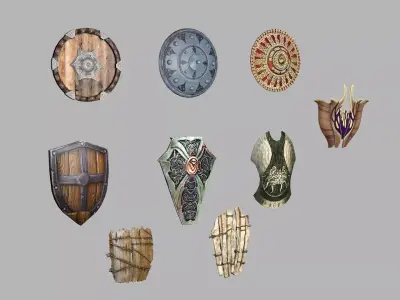 Medieval Viking Shields Set Low-poly 3D Model Low-poly 3D model purchase