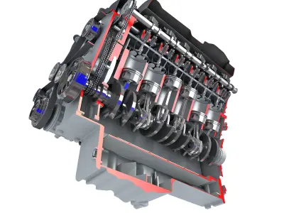 Sectioned V12 Engine 3D model