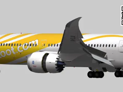 Boeing 787-9 FlyScoot livery Low-poly 3D model