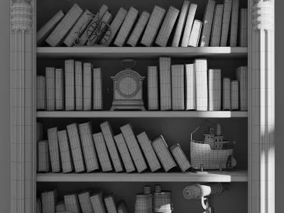 Bookcase diorama 3D model