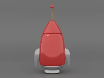 red rocket Low-poly 3D model