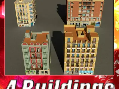 Building Collection 93-96 Low-poly 3D model