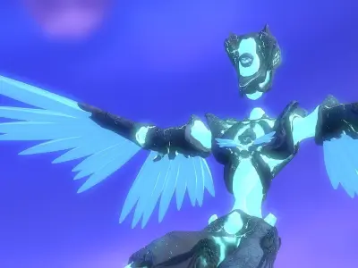 Monster Crystal Phoenix Low Poly model Low-poly 3D model