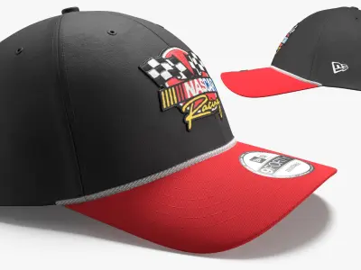 NASCAR Racing New Era 9FORTY A Frame Adjustable Hat Black Red 3D model
