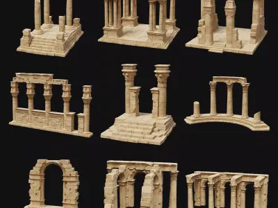 ANCIENT RUINS DESERT SAND STONE OLD TEMPLE EGYPT AAA COLLECTION Low-poly 3D model