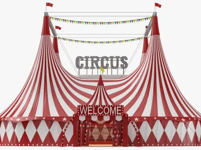 Interior And Exterior Circus Tent 03 3D model