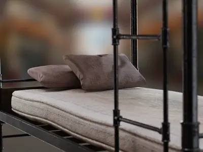 PBR Bunk Bed with Mattress and Pillows Low-poly 3D model