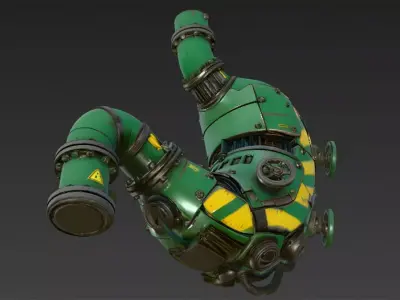 Green Cyberpunk Tech Stomach Model Bundle Low-poly 3D model