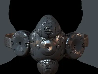 Gas mask helmet 3d model scifi Low-poly Low-poly 3D model