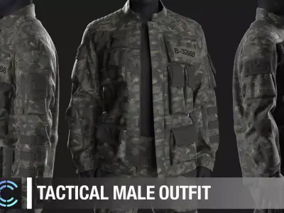 Tactical male outfit Marvelous Designer Clo 3D project 3D model