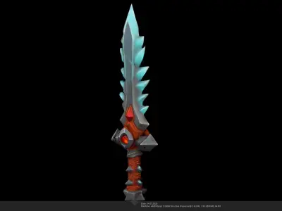 Stylized Frostfire Blade 3D Model - Game Ready Sword - AI Low-poly 3D model