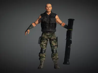 AAA Military Male Character 08 Low-poly 3D model