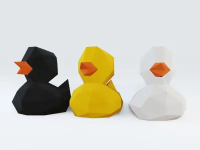 Low Poly Ducks three polygonal Low-poly 3D model