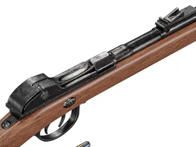 Bavarian M1869 Werder rifle with bayonet Low-poly 3D model