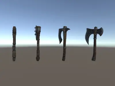 PBR Fantasy Weapons Hand Axes Low-poly 3D model