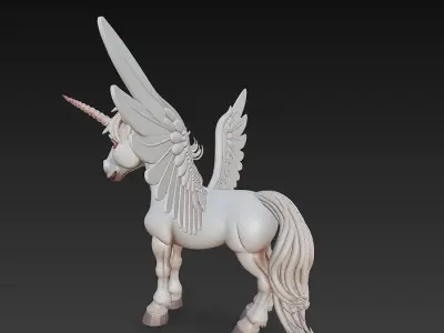 Unicorn Realistic 3D Model Basic - Low Poly Realistic Low-poly 3D model