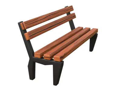Stylized outdoor Bench Free low-poly 3D model
