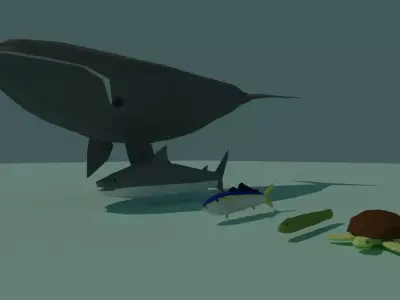 Low Poly Fish Pack Low-poly 3D model