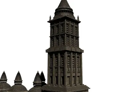 Basilica church with two towers 3D model