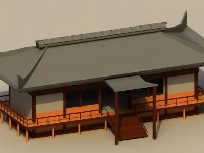 Low Poly Traditional Japanese House 3 Low-poly 3D model