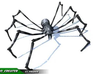 Low-Poly Black Spider Rigged Animated 3d model Low-poly 3D model
