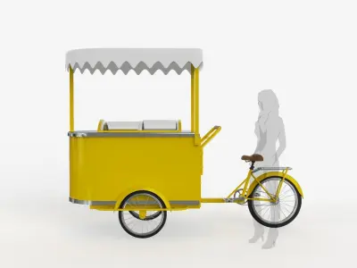 Ice Cream Tricycle With Freezer 3D model