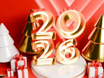 Festive 2026 Holiday 3D scene Free low-poly 3D model