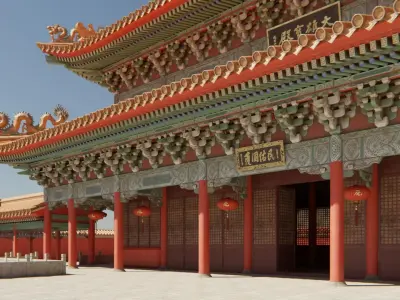 Asian Modular Temple Low-poly 3D model