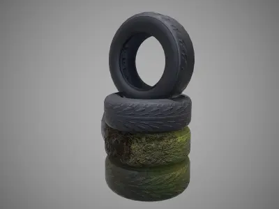 Low poly Tire 02 PBR Game-ready Low-poly 3D model
