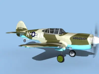 Curtiss P-40F Warhawk V05 USAAF 3D model