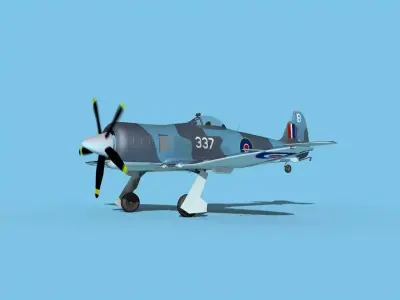 Hawker Sea Fury MKII V04 RN 3D model
