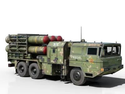 4 coatings of China HQ16 HQ-16 air defense missile Launcher Low-poly 3D model
