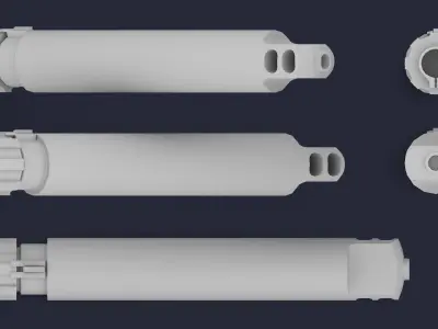Silencer set of camouflaged gun barrels Low-poly 3D model