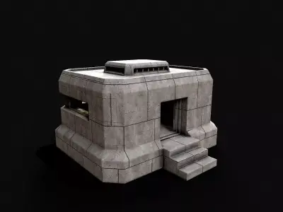 Military Concrete Bunker Base 3 Low-poly 3D model