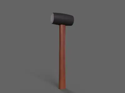 PBR Rubber Mallet Hammer Wood2 Low-poly 3D model